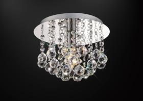 D0141  Acton Crystal Round Flush Ceiling 1 Light Polished Chrome